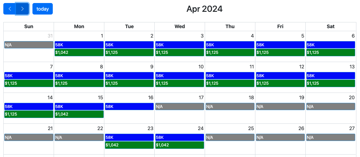 max my point calendar view