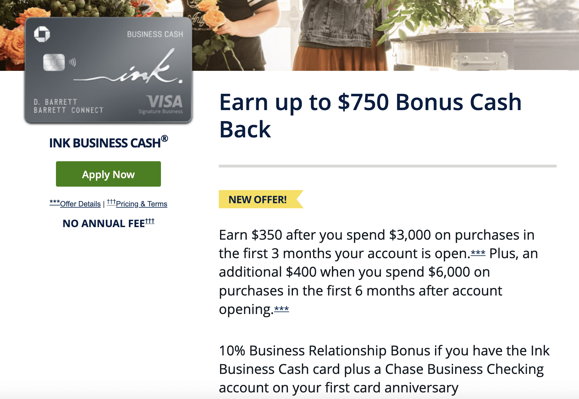 chase ink cash new sign up bonus offer