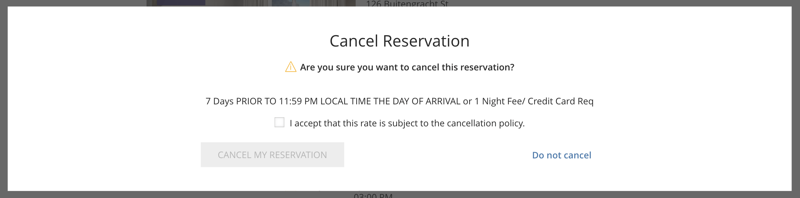 hyatt cancellation window example of confirming cancellation