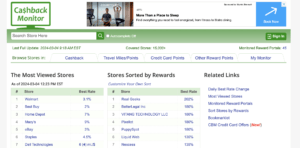 cashbackmonitor screenshot of main page