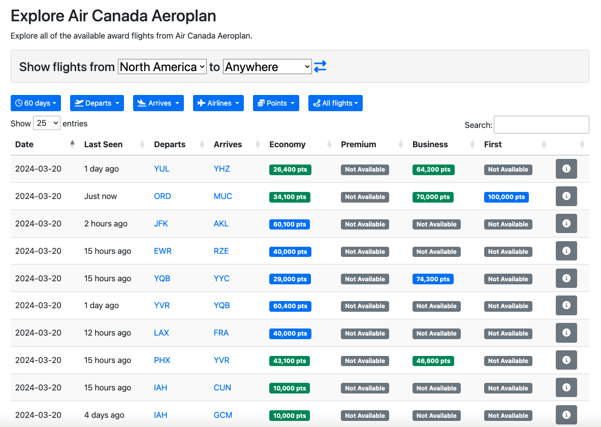 seats.aero air canada search example