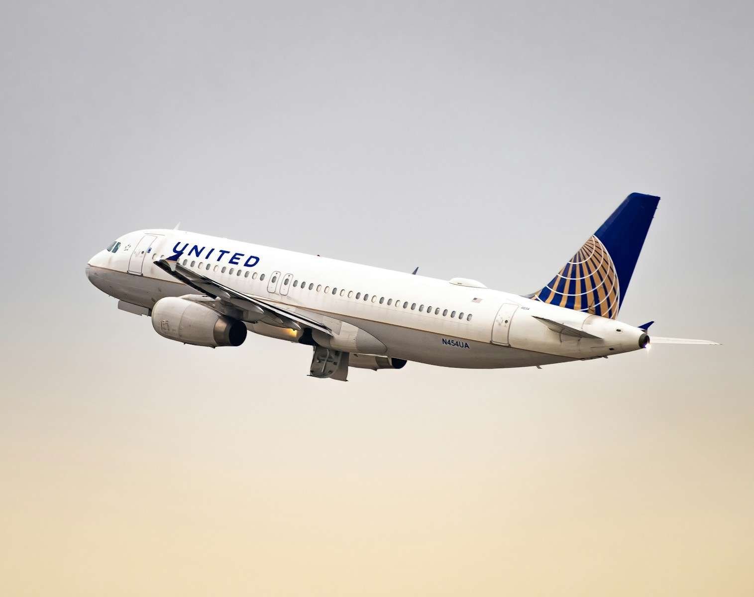 a united airlines plane flying in the sky