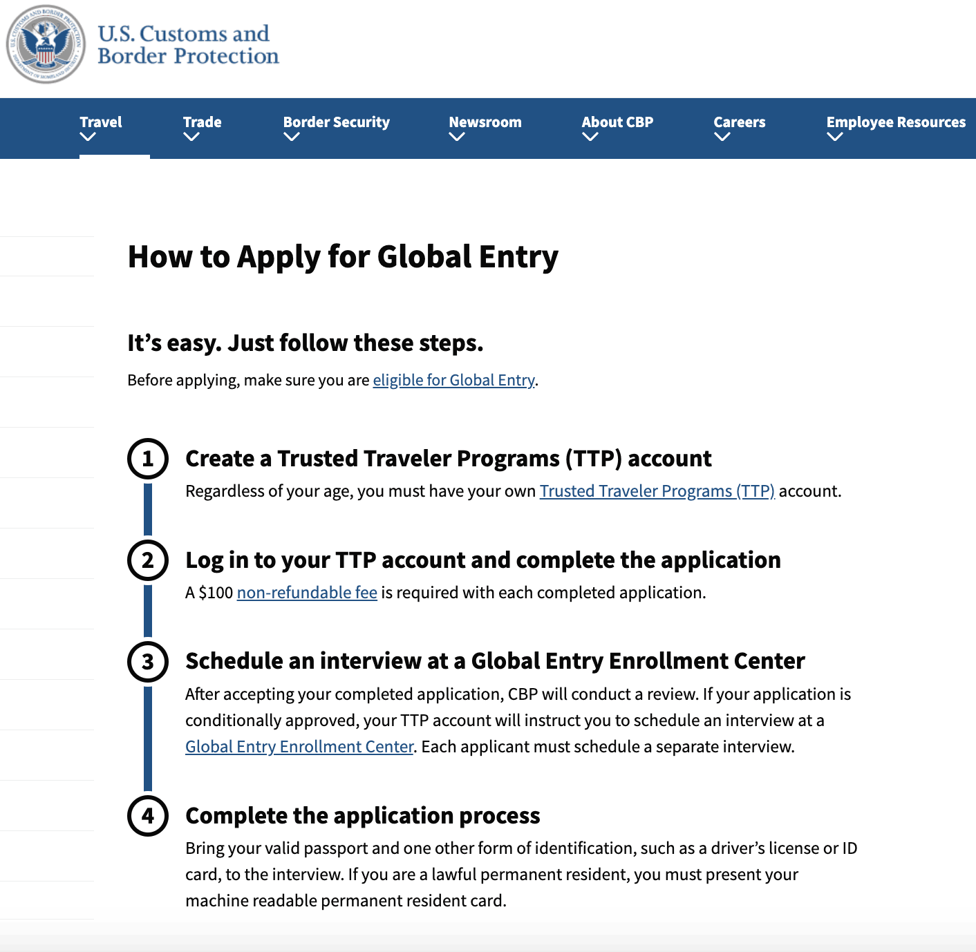 global entry website application guide